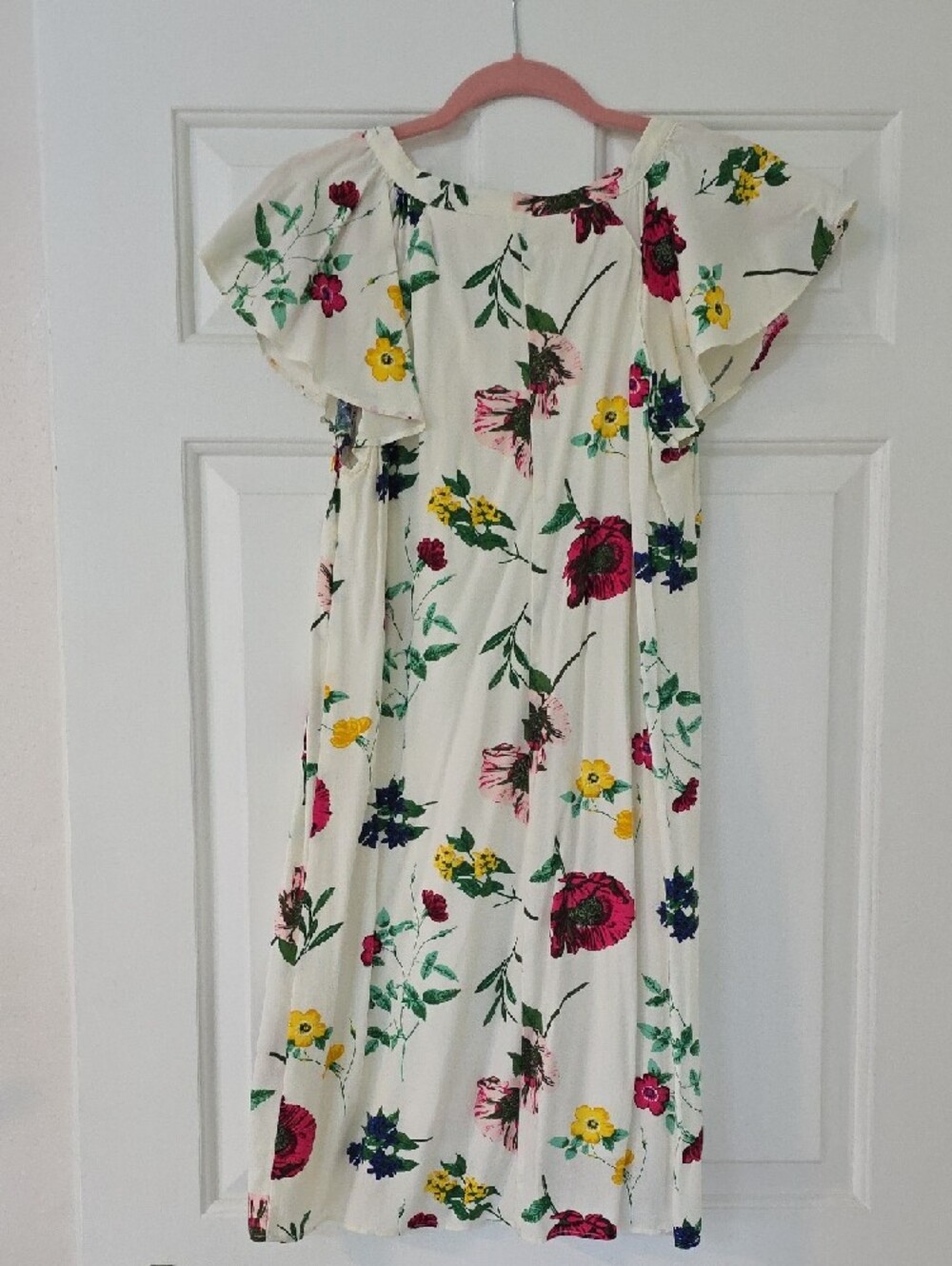 Old Navy Cream Mini Dress with Pink, Yellow & Green Floral Print - Picture 3 of 3
